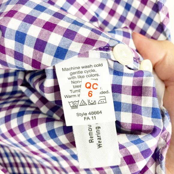 J. Crew Purple Blue White Plaid Long Sleeve Button Down Sz L - Picture 3 of 6